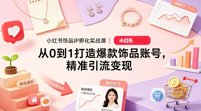 小红书饰品IP孵化实战课｜从0到1打造爆款饰品账号，精准引流变现-奇点库
