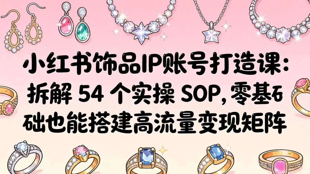 小红书饰品IP账号打造课：拆解 54 个实操 SOP，零基础也能搭建高流量变现矩阵-奇点库
