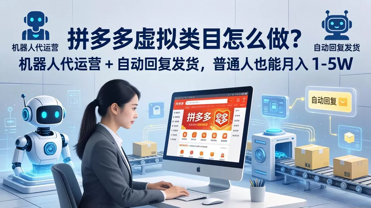 拼多多虚拟类目怎么做？机器人代运营 + 自动回复发货，普通人也能月入 1-5W-奇点库