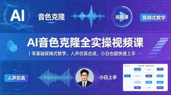AI音色克隆全实操视频课｜零基础保姆式教学，人声仿真合成，小白也能快速上手-奇点库