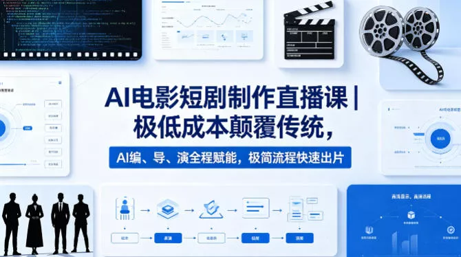 AI电影短剧制作直播课｜极低成本颠覆传统，AI编、导、演全程赋能，极简流程快速出片-奇点库