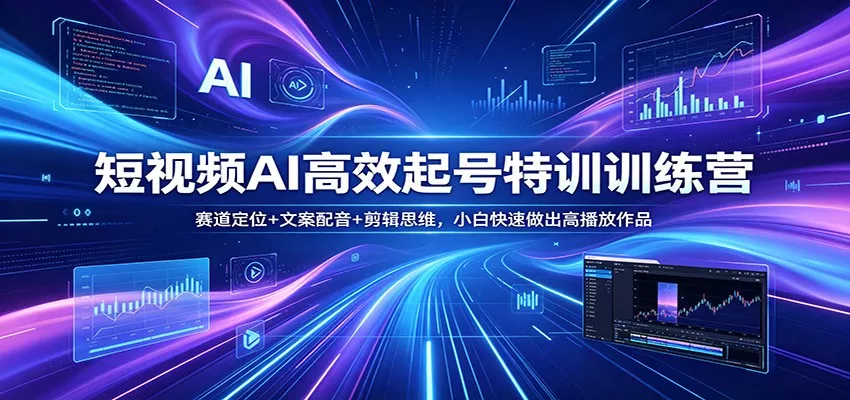 短视频AI高效起号特训训练营：赛道定位+文案配音+剪辑思维，小白快速做出高播放作品-奇点库