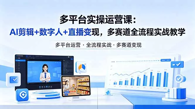 某团队多平台实操运营课-更新26年4月20：AI剪辑+数字人+直播变现，多赛道全流程实战教学-奇点库