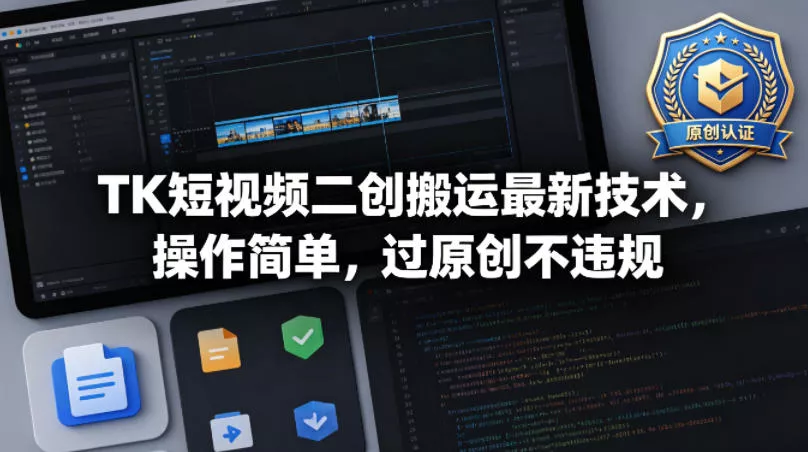 TK短视频二创搬运最新技术，操作简单，过原创不违规-奇点库