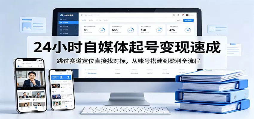 24小时自媒体起号变现速成，跳过赛道定位直接找对标，从账号搭建到盈利全流程-奇点库