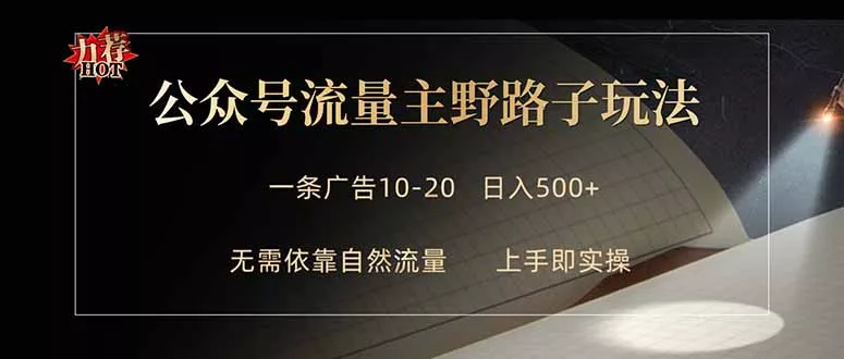 公众号流量主野路子玩法 单条广告10-20元 日入500+-奇点库