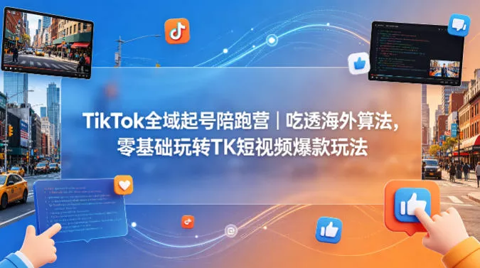 TikTok全域起号陪跑营｜吃透海外算法，零基础玩转TK短视频爆款玩法-奇点库
