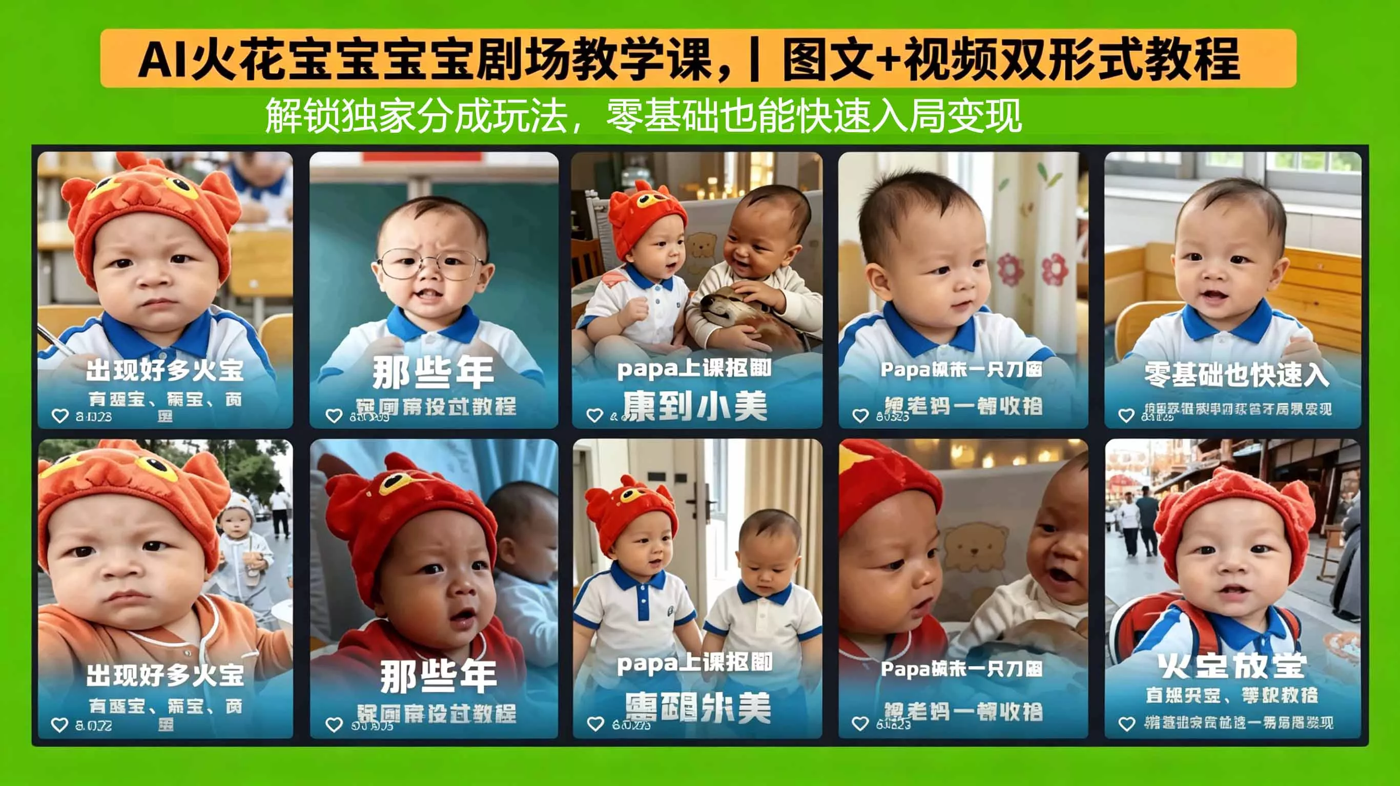 AI火花宝宝宝宝剧场教学课，图文+视频双形式教程，解锁独家分成玩法，零基础也能快速入局变现-奇点库