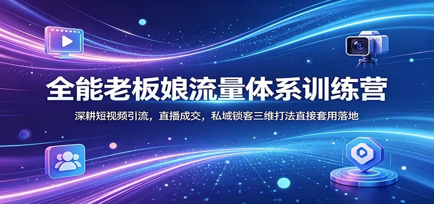 全能老板娘流量体系训练营：深耕短视频引流，直播成交，私域锁客三维打法直接套用落地-奇点库