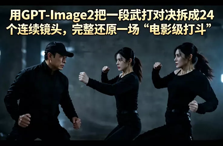 用GPT-Image2把一段武打对决拆成24个连续镜头，完整还原一场“电影级打斗”-奇点库