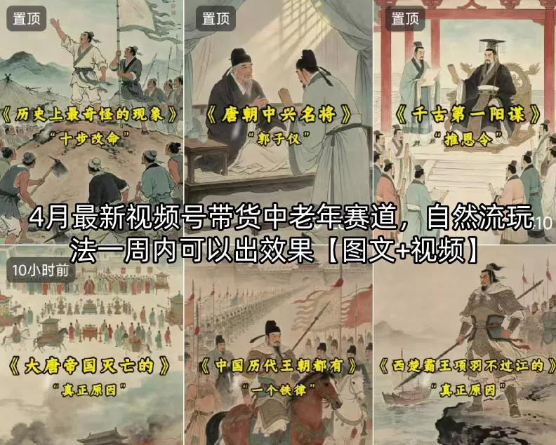 4月最新视频号带货中老年赛道，自然流玩法一周内可以出效果【图文+视频】-奇点库