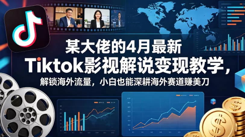 某大佬的4月最新Tiktok影视解说变现教学，解锁海外流量，小白也能深耕海外赛道賺美刀-奇点库