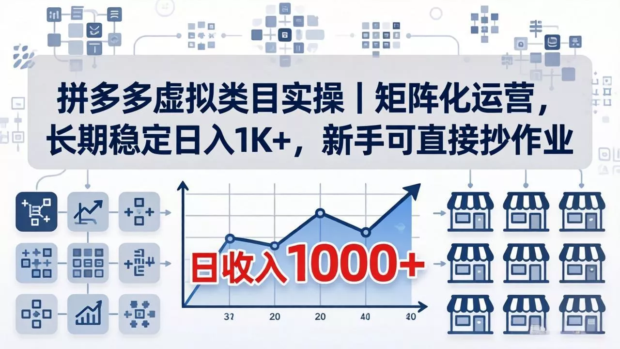拼多多虚拟类目实操｜矩阵化运营，长期稳定日入 1K+，新手可直接抄作业-奇点库