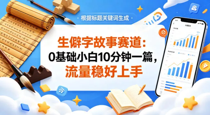 公众号流量主——生僻字故事赛道，流量稳，好上手，0基础小白也能10分钟一篇-奇点库