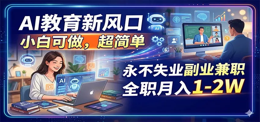 AI教育新风口，小白可做，超简单，永不失业副业兼职 全职月入1-2W-奇点库