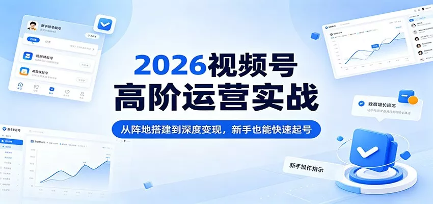 2026视频号高阶运营实战：从阵地搭建到深度变现，新手也能快速起号-奇点库