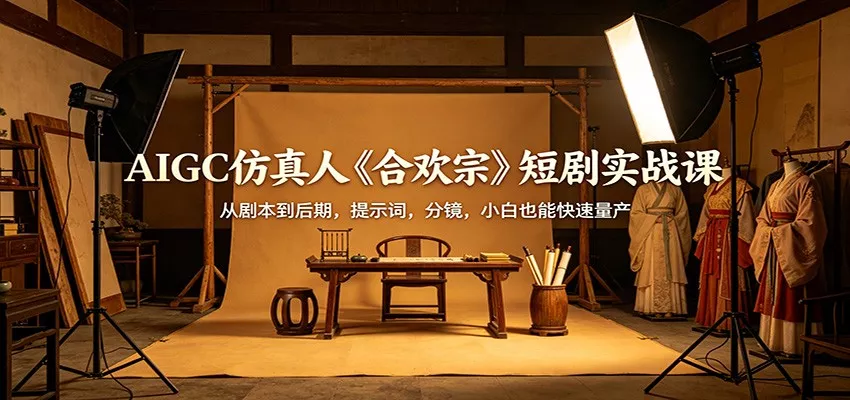 AIGC仿真人《合欢宗》短剧实战课：从剧本到后期，提示词，分镜，小白也能快速量产-奇点库