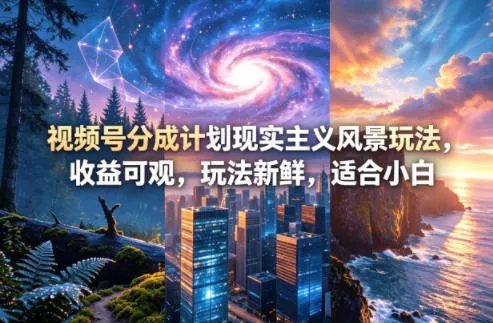 视频号分成计划现实主义风景玩法，收益可观，玩法新鲜，适合小白-奇点库