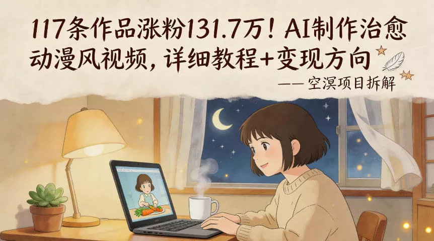 117条作品涨粉131.7W！AI制作治愈动漫风视频，详细教程+变现方向-奇点库