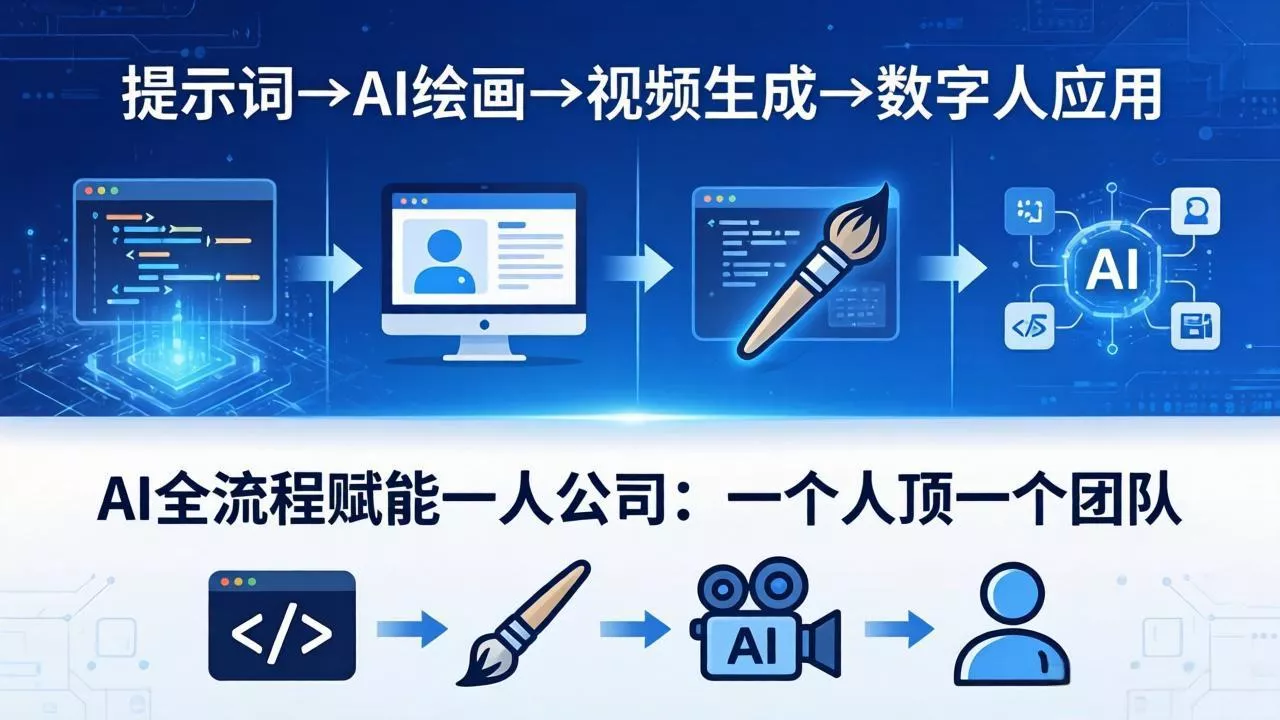 AI全流程赋能一人公司：提示词、绘画、视频、数字人、编程，一个人顶一个团队-奇点库