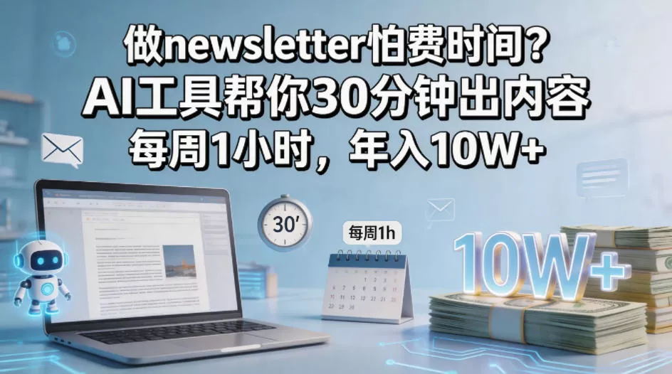 做newsletter怕费时间？AI工具帮你30分钟出内容，每周1小时，年入10W+！【原创双语字幕】-奇点库