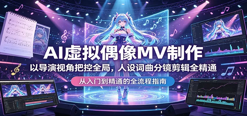 AI虚拟偶像MV制作：以导演视角把控全局，人设词曲分镜剪辑全精通-奇点库