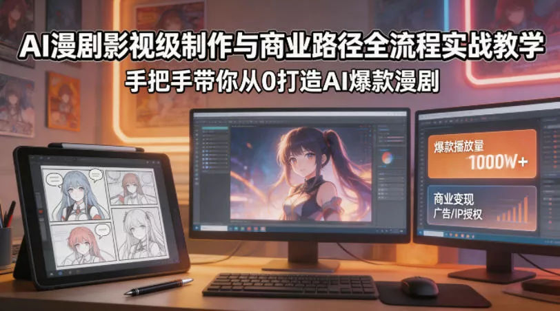 AI漫剧影视级制作与商业路径全流程实战教学，手带你从0打造AI爆款漫剧-奇点库