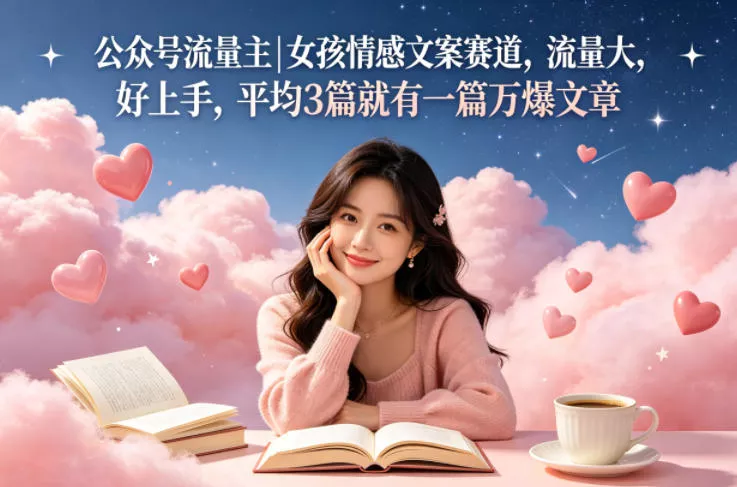 公众号流量主女孩情感文案赛道，流量大，好上手，平均3篇就有一篇万爆文章-奇点库