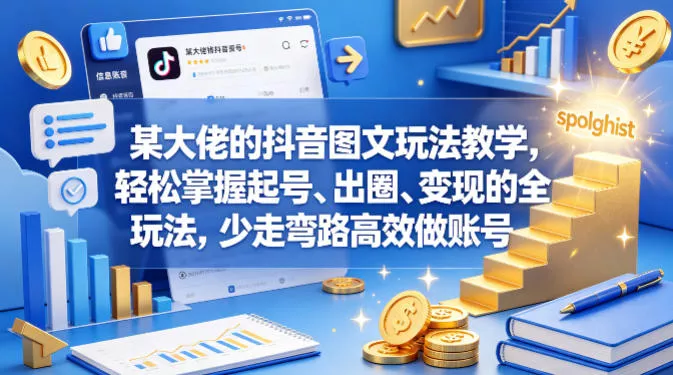 某大佬的抖音图文玩法教学，轻松掌握起号、出圈、变现的全套玩法，少走弯路高效做账号-奇点库