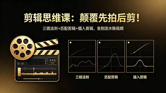 剪辑思维课：颠覆先拍后剪！三镜法则+匹配剪辑+插入剪辑，告别流水账视频-奇点库