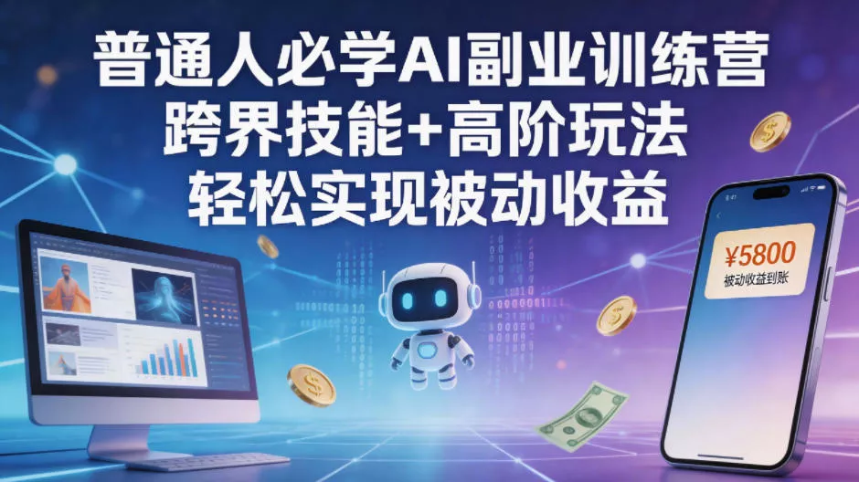 普通人必学AI副业训练营跨界技能+高阶玩法轻松实现被动收益-奇点库