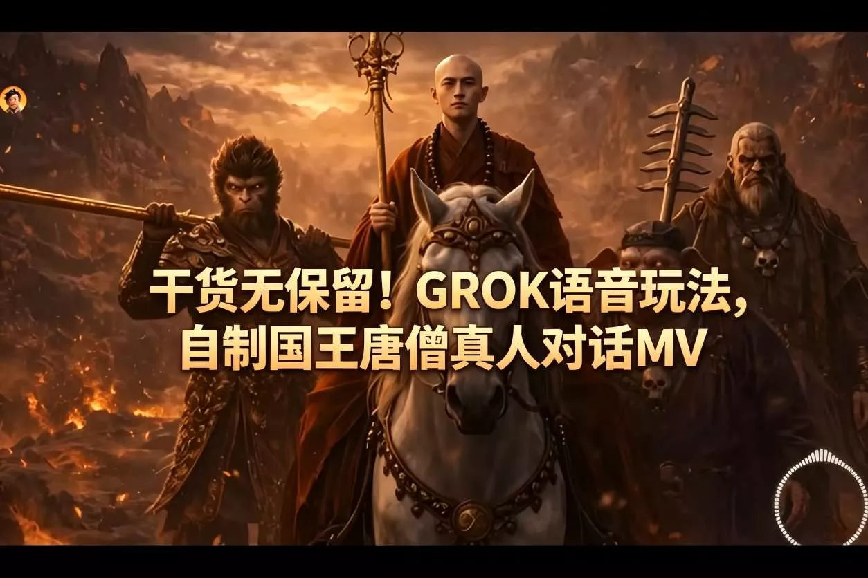 干货无保留！GROK语音玩法，自制国王唐僧真人对话MV-奇点库