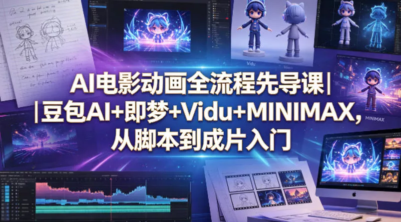AI电影动画全流程先导课｜豆包AI+即梦+Vidu+MINIMAX，从脚本到成片入门-奇点库