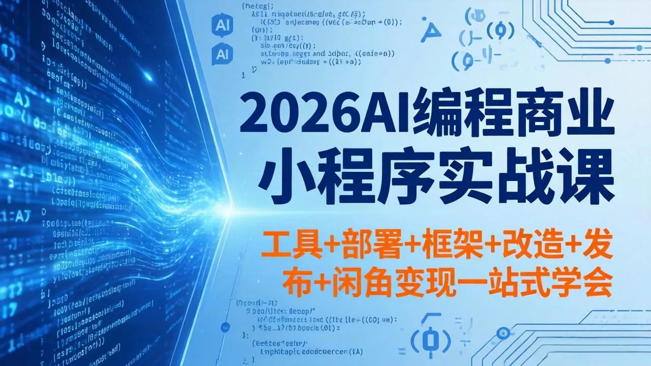 2026AI编程商业小程序实战课，工具+部署+框架+改造+发布+闲鱼变现一站式学会-奇点库