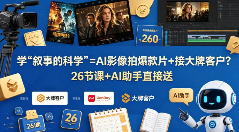 学《叙事的科学》=AI影像拍爆款片+接大牌客户？26节课+AI助手直接送【原创双语字幕】-奇点库