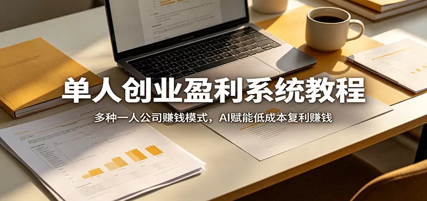 单人创业盈利系统教程：多种一人公司赚钱模式，AI赋能低成本复利赚钱-奇点库