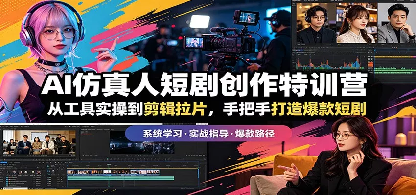 AI仿真人短剧创作特训营：从工具实操到剪辑拉片，手把手打造爆款短剧-奇点库