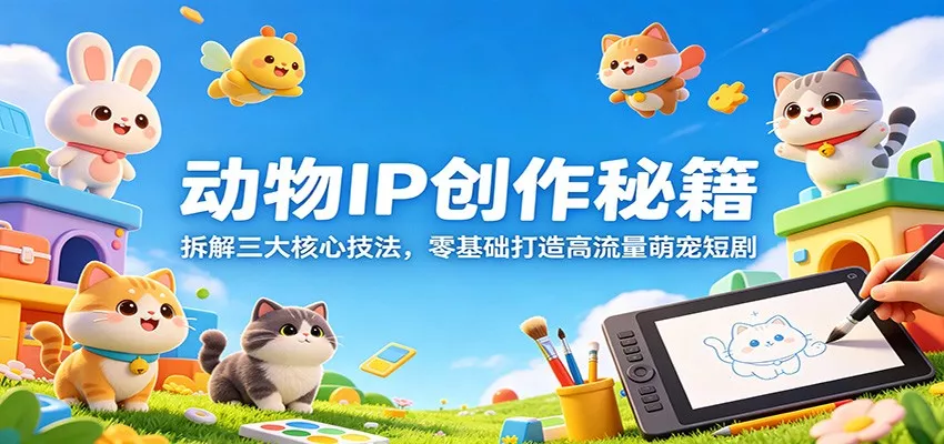 动物IP创作秘籍：拆解三大核心技法，零基础打造高流量萌宠短剧-奇点库