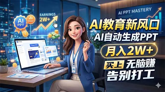 AI教育新风口，AI自动生成PPT，月入2W+，无脑赚，告别打工-奇点库