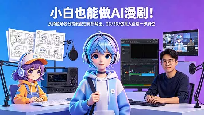 小白也能做AI漫剧！从角色场景分镜到配音剪辑导出，2D/3D/仿真人漫剧一步到位-奇点库