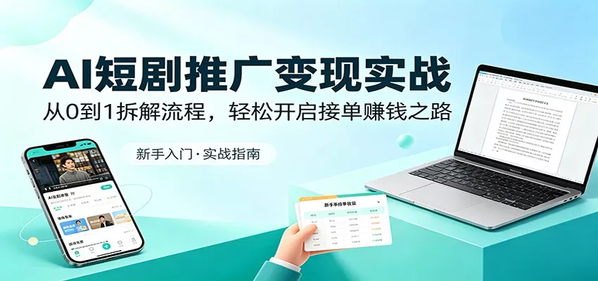 AI短剧推广变现实战：从0到1拆解流程，轻松开启接单赚钱之路-奇点库