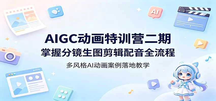 AIGC动画特训营二期：掌握分镜生图剪辑配音全流程，多风格AI动画案例落地教学-奇点库
