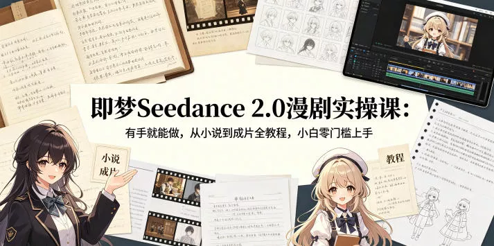 即梦Seedance 2.0漫剧实操课：有手就能做，从小说到成片全教程，小白零门槛上手-奇点库