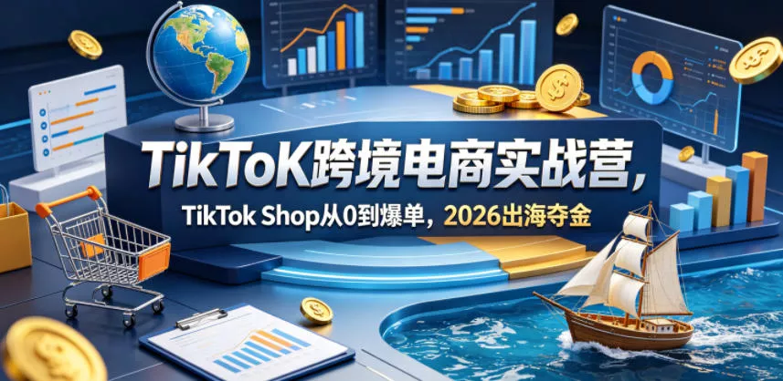 TikToK跨境电商实战营，TikTok Shop从0到爆单，2026出海夺金-奇点库