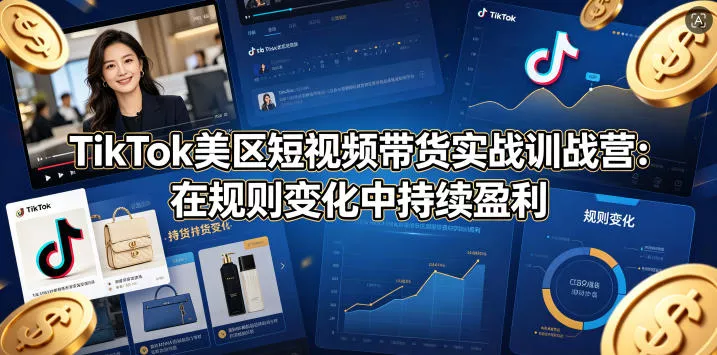 TikTok美区短视频带货实战训战营：在规则变化中持续盈利-奇点库