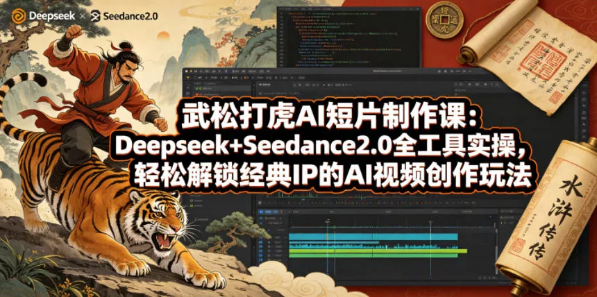 武松打虎AI短片制作课：Deepseek+Seedance2.0全工具实操，轻松解锁经典IP的AI视频创作玩法-奇点库