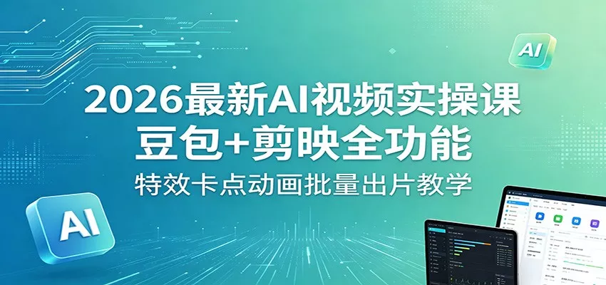 2026最新AI视频实操课：豆包+剪映全功能，特效卡点动画批量出片教学-奇点库