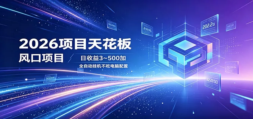 2026项目天花板，风口项目，日收益3~500+全自动挂机，不吃配置-奇点库