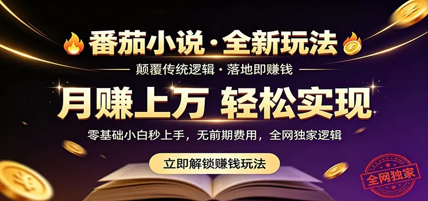 番茄小说5月最新独家玩法，稳定落地实测月入过万！-奇点库