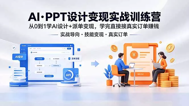 AI·PPT设计变现实战训练营，从0到1学AI设计+派单变现，学完直接接真实订单赚钱-奇点库